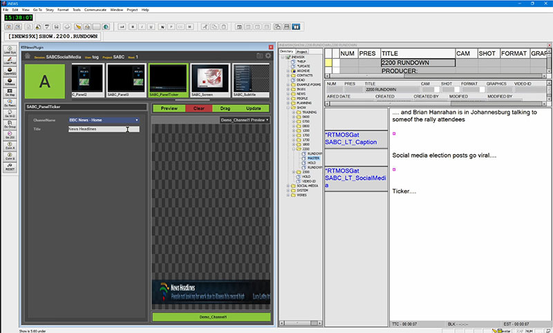 RT software Avid iNews client