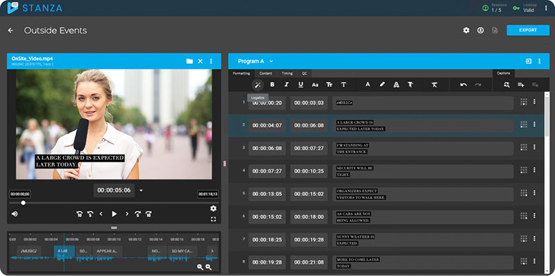 Telestream stanza captioning