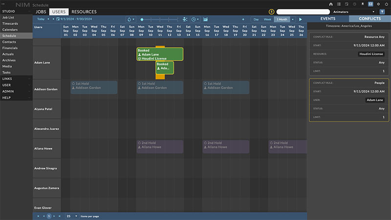 Nim7 schedule conflict detection