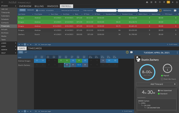 Nim5 financials payroll ui