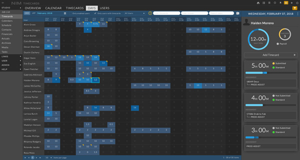 Nim5 timecard dayView